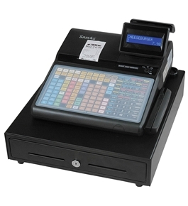 SAM4s ER-920 Electronic Cash Register, Elegant and Compact Design, MSR and Thermal Receipt Printer, 150 Keys Flat Keyboard, 16 Character Two-line Display, Black